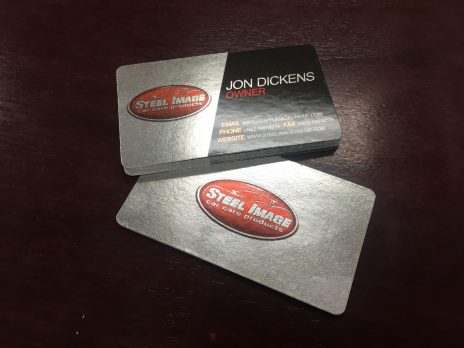 Silver foil and chrome looking business cards