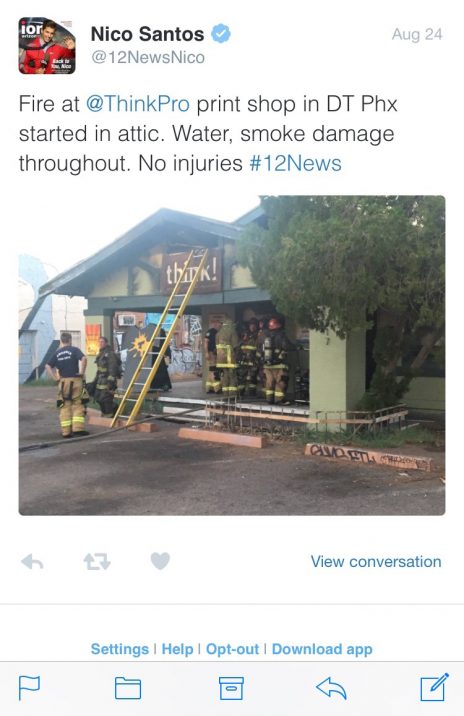 Think Phoenix fire email twitter feed